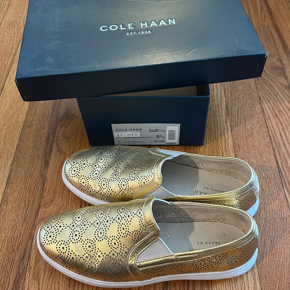 Cole Haan Grand Crosscourt Gold Slip on - Size 8.5